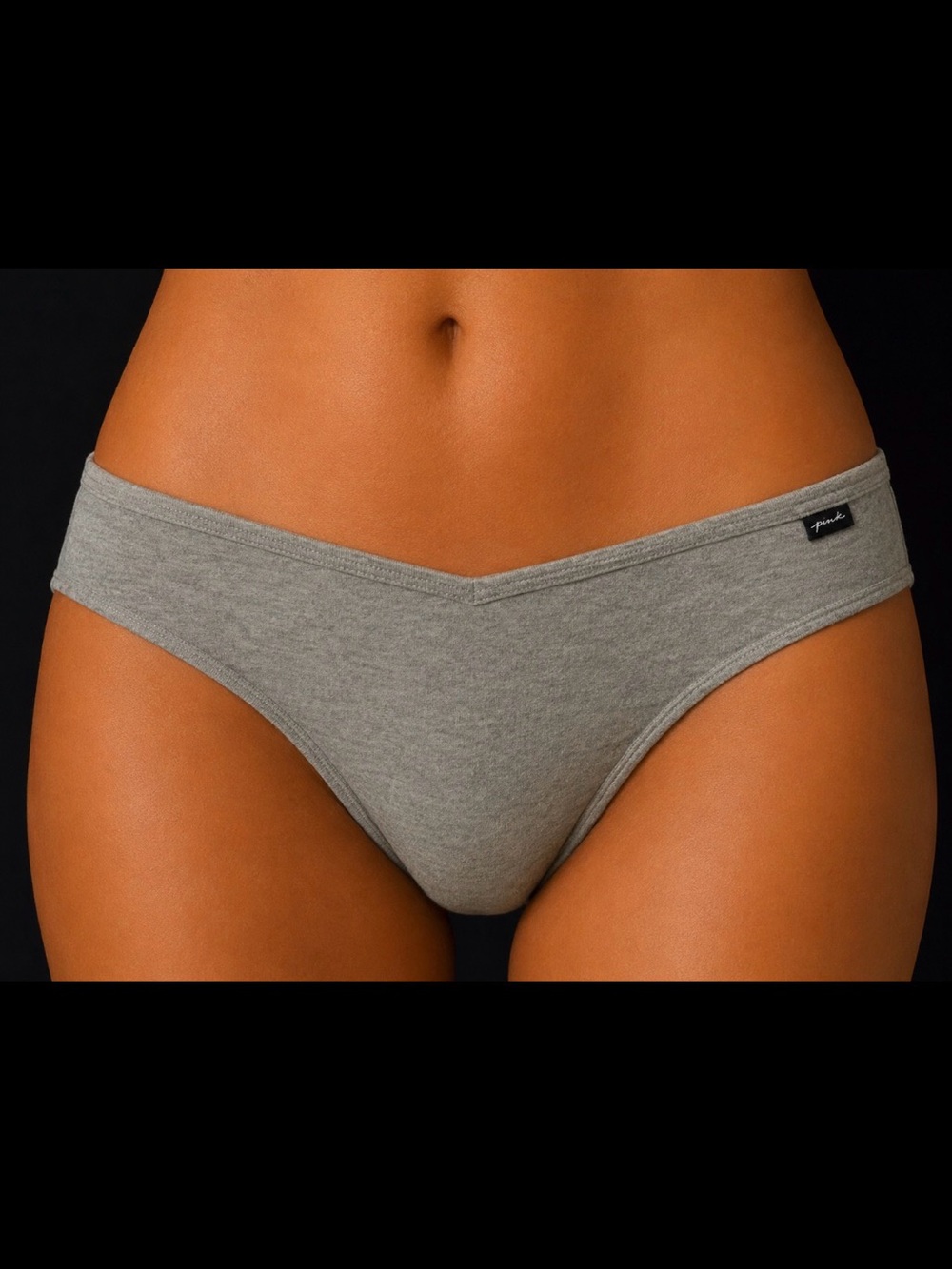 NWOT Victoria’s Secret PINK Gray Cotton Bikini Panties | Minimal Logo Trim XL